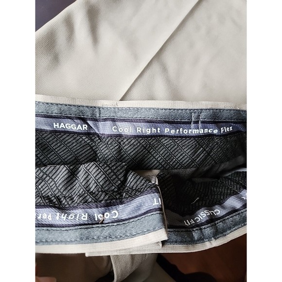 Haggar Cool Right Performance Flex Classic Fit Dress Pants Mens 34x29 Beige NEW - Picture 5 of 10